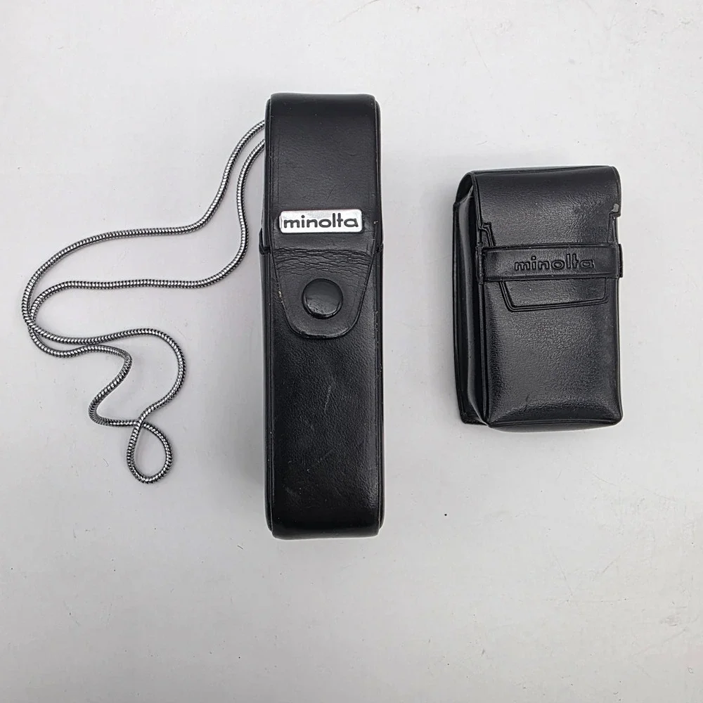 Minolta-16 MG Film Camera and‎ MG Flash Leather Holder Case and Metal Lanyard